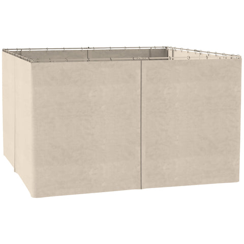 Beige fabric curtain with metal grommets for gazebo frame replacement in 4 pack privacy panel set by outsunny