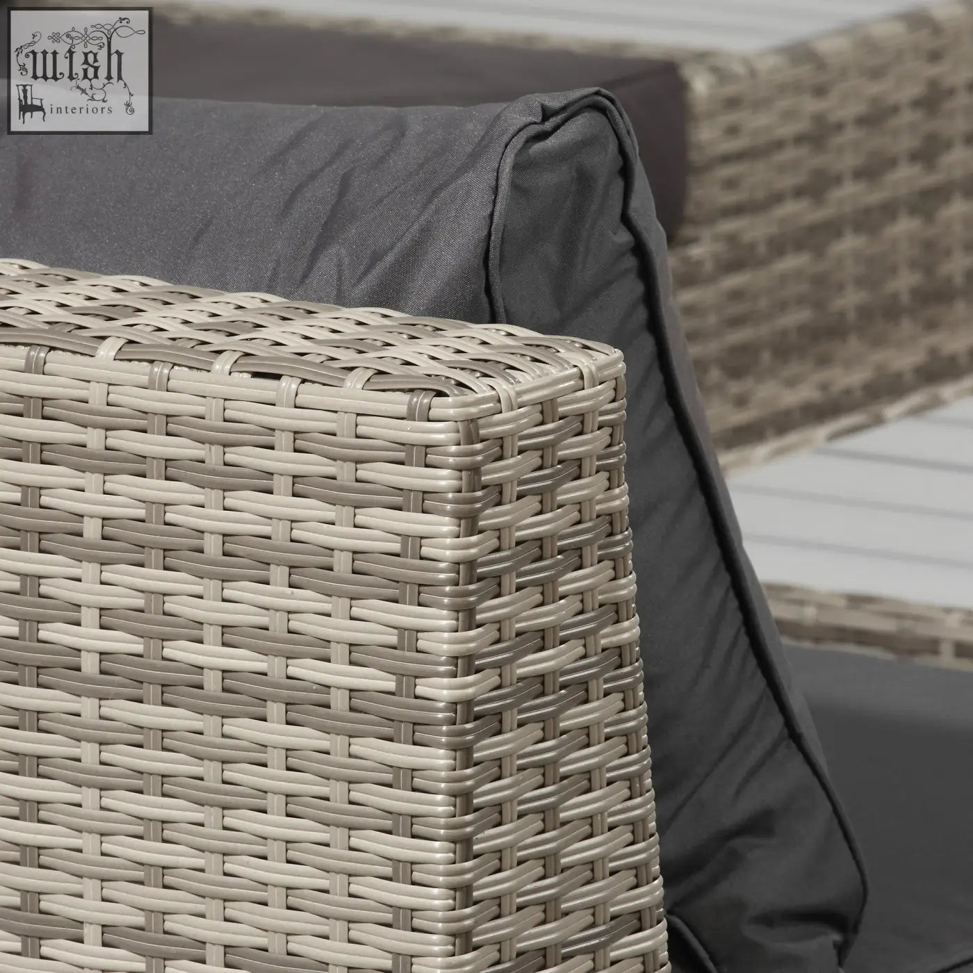 Gray woven wicker outdoor armchair with dark gray cushion from outsunny corner sofa set with two loveseats and coffee table