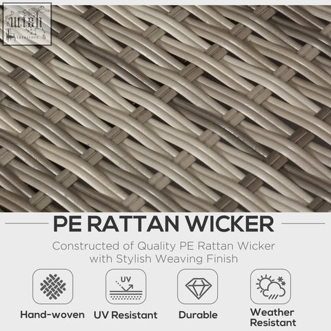 Outsunny light grey rattan corner sofa set with two loveseats coffee table and woven wicker texture for outdoor use