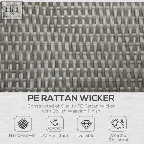 Outsunny grey rattan wicker 4 piece garden furniture set with galvanised steel frame and glass top coffee table