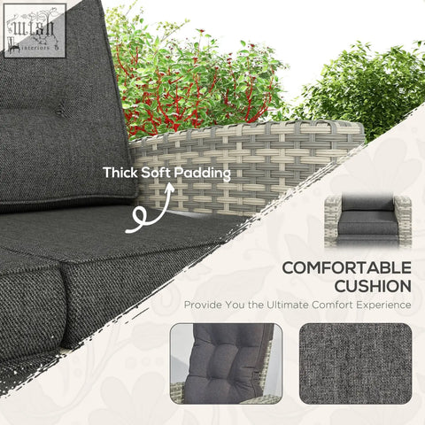 Dark gray cushion with thick soft padding and textured fabric for outsunny rattan garden furniture set with coffee table