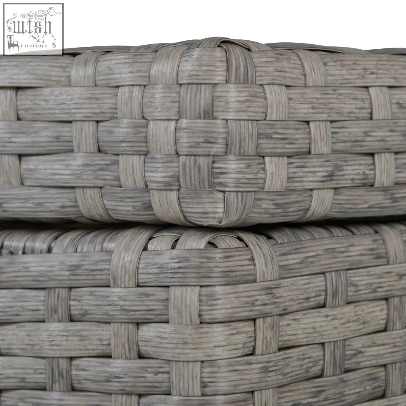 Gray woven wicker storage box with textured rustic finish in outsunny 4 piece rattan garden furniture set with powder coated metal frame