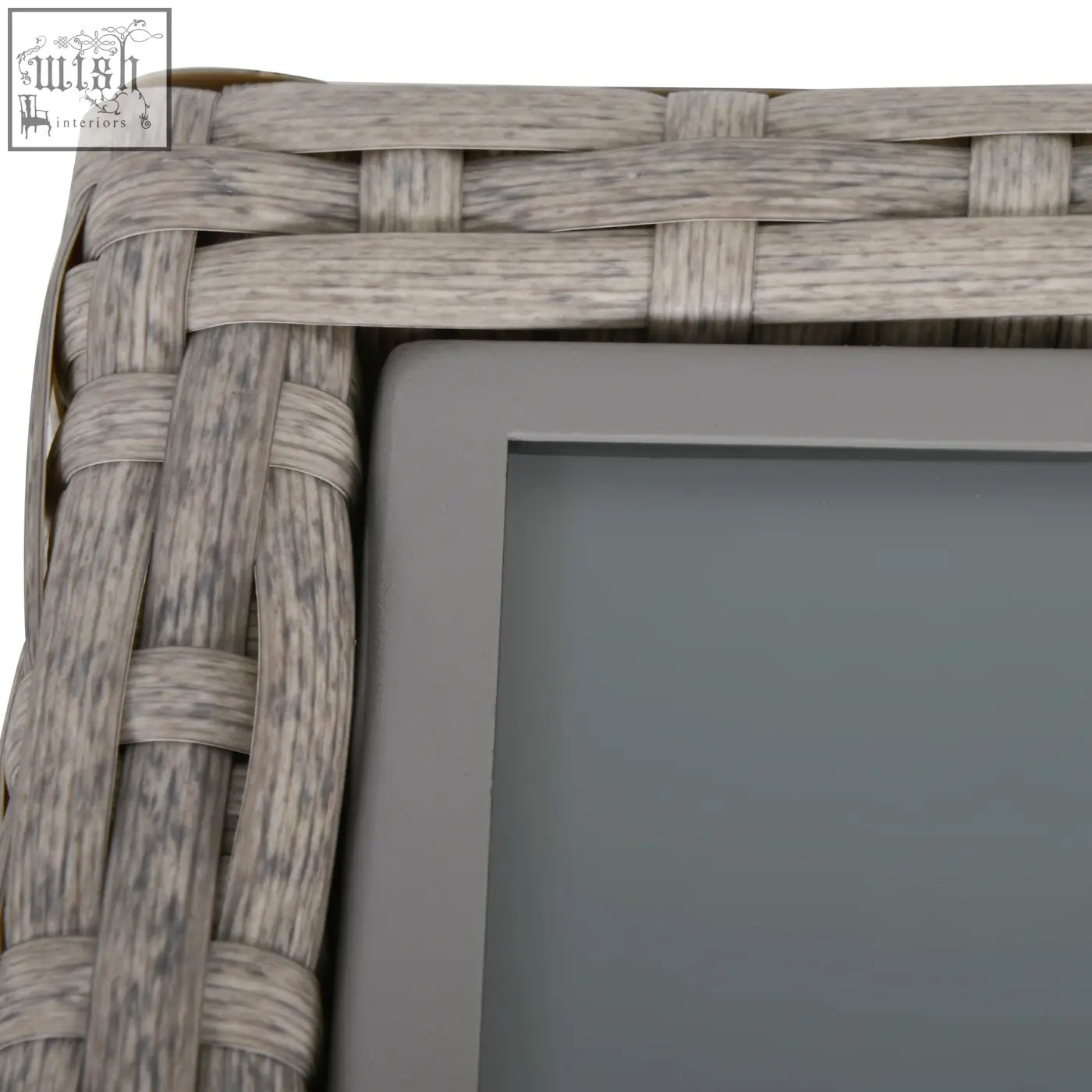 Gray woven wicker frame with smooth dark gray powder coated metal panel in outsunny 4 piece rattan garden set with storage box