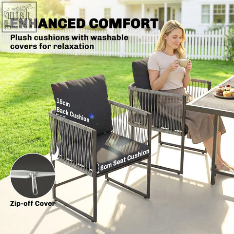 Black plush cushion set with removable zip off covers for outsunny garden dining set outdoor furniture