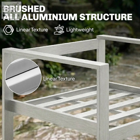 Brushed aluminium outdoor storage rack with linear texture and lightweight frame for outsunny furniture set