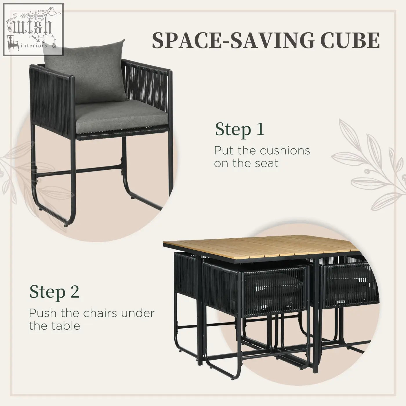 Black woven rattan cube garden chair with gray cushions part of outsunny 4 seater rattan cube set