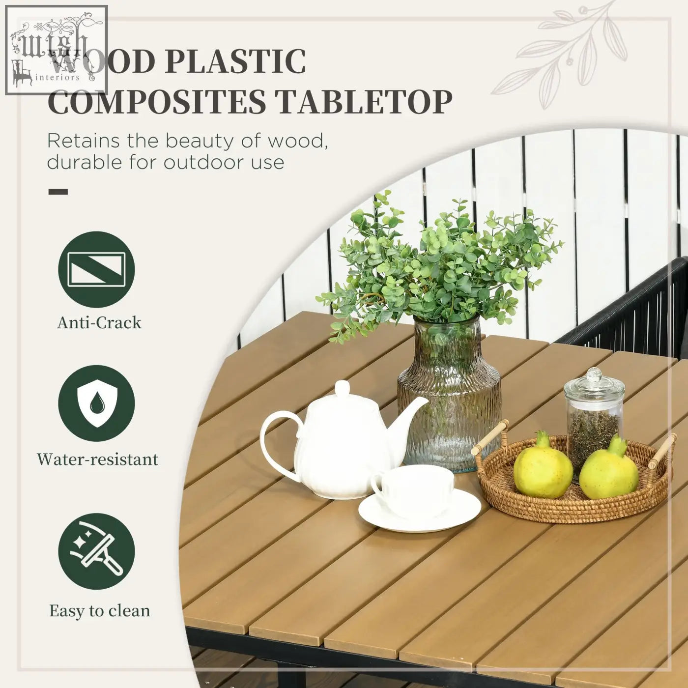 Outsunny 4 seater rattan cube garden set with brown wood plastic slatted tabletop perfect for outdoor use