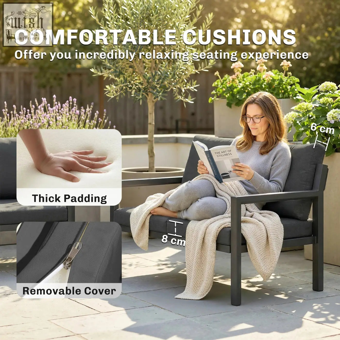 Dark gray outdoor armchair with thick cushioning and removable cover from outsunny rattan garden furniture set