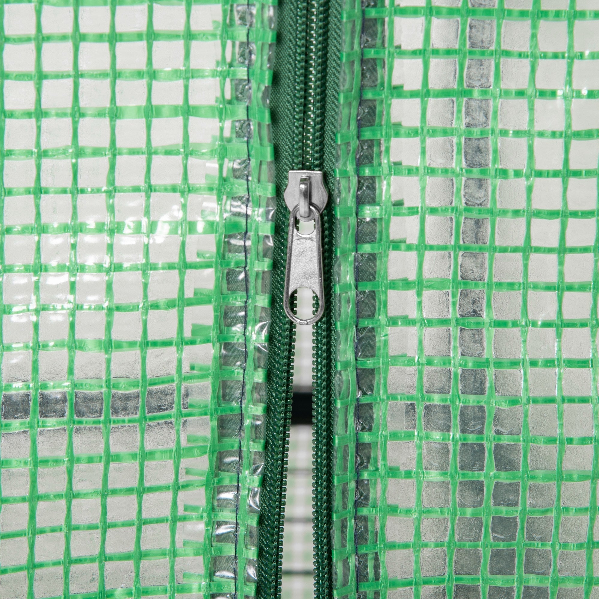 Outsunny 4 tier mini greenhouse with green mesh cover silver zipper steel frame and easy access roll-up door