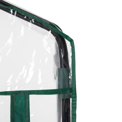 Outsunny mini portable greenhouse with clear pvc cover, powder coated steel frame, and four inside shelves for plants