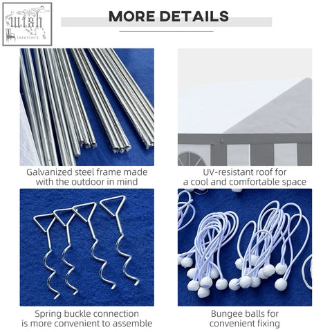 Galvanised steel tent poles with a sleek reflective finish for outsunny 4 x 4m galvanised steel marquee gazebo