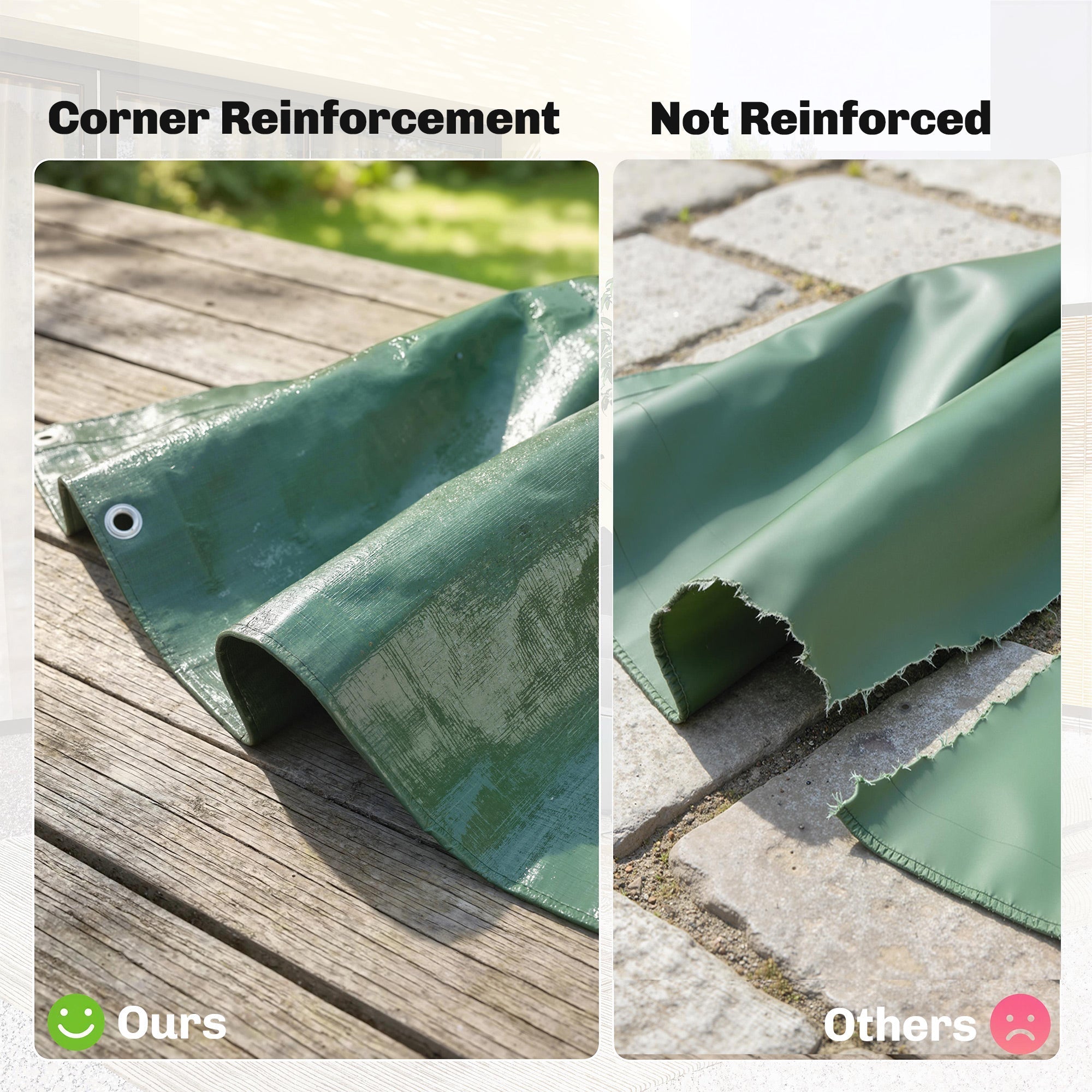 Outsunny 4 x 6m green waterproof tarpaulin with reinforced grommets durable fabric and stitched edges for diy greenhouses