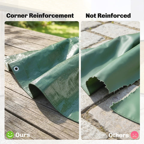 Outsunny 4 x 6m green waterproof tarpaulin with reinforced grommets durable fabric and stitched edges for diy greenhouses