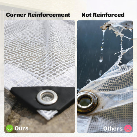 White mesh outsunny tarpaulin with reinforced grommets waterproof coating ideal for diy greenhouses and outdoor use