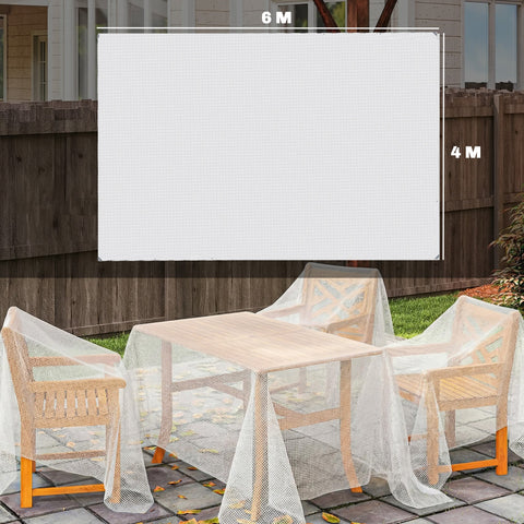 White mesh patio cover 6x4m with waterproof coating and reinforced grommets for diy greenhouses and outdoor protection