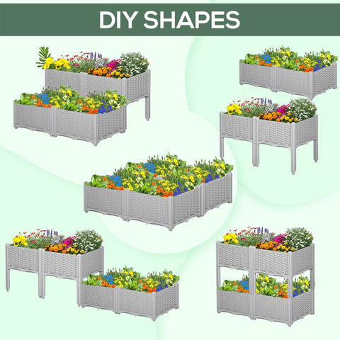 Gray woven plastic planter box set in various shapes with planter box dimension 40l x 40w for garden use