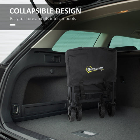 Black outsunny 41l festival trolley on wheels with splash-resistant oxford fabric cargo bag and four wheels