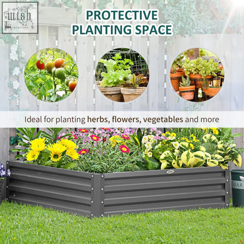 Light grey outsunny 432l raised garden bed box with galvanised steel frame for direct contact growing vegetables and herbs