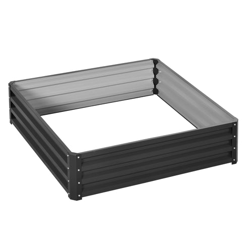 Outsunny 432l grey square raised garden bed with galvanised steel frame and reinforced corners for direct contact use