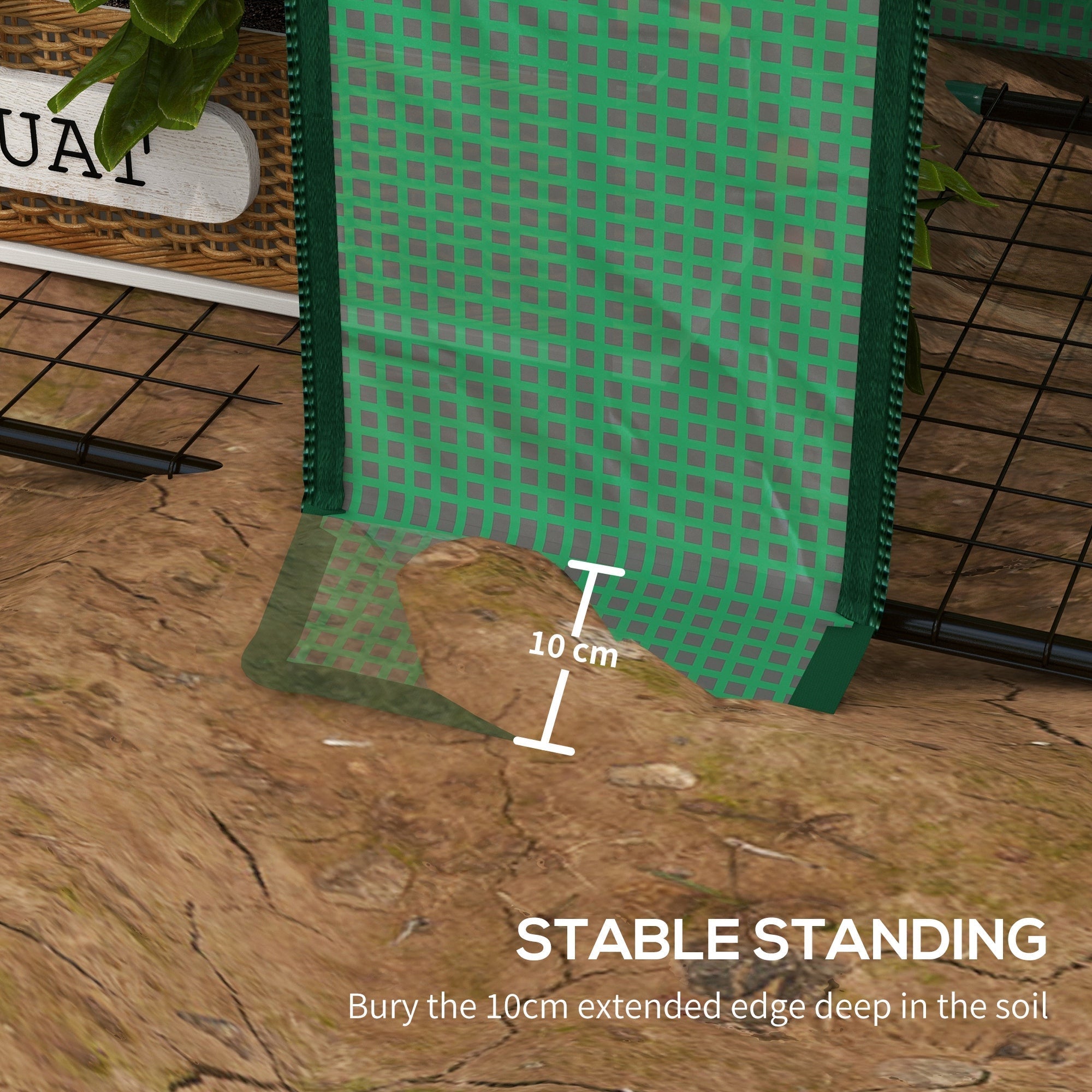 Outsunny 46 x 143cm green mesh garden panel with reinforced edges and 10cm base for stable standing and easy access