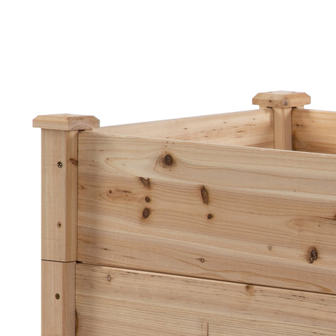 Outsunny 470l light-colored wooden raised bed with stepped design and visible grain for garden patio use