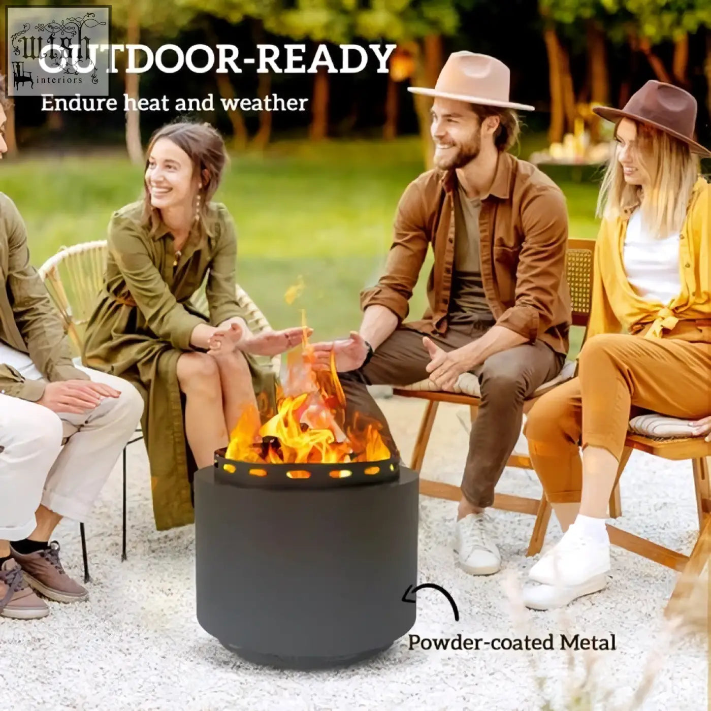 Outsunny 48.5cm dark grey smokeless wood burning firepit made of high heat resistance metal for outdoor use