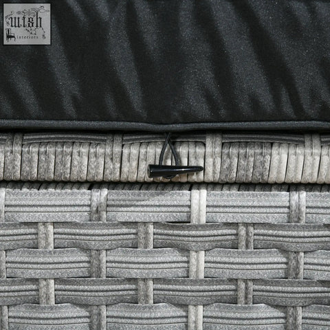 Gray woven wicker outdoor chair with black cushion and clasp from outsunny rattan set with coffee table and steel frame
