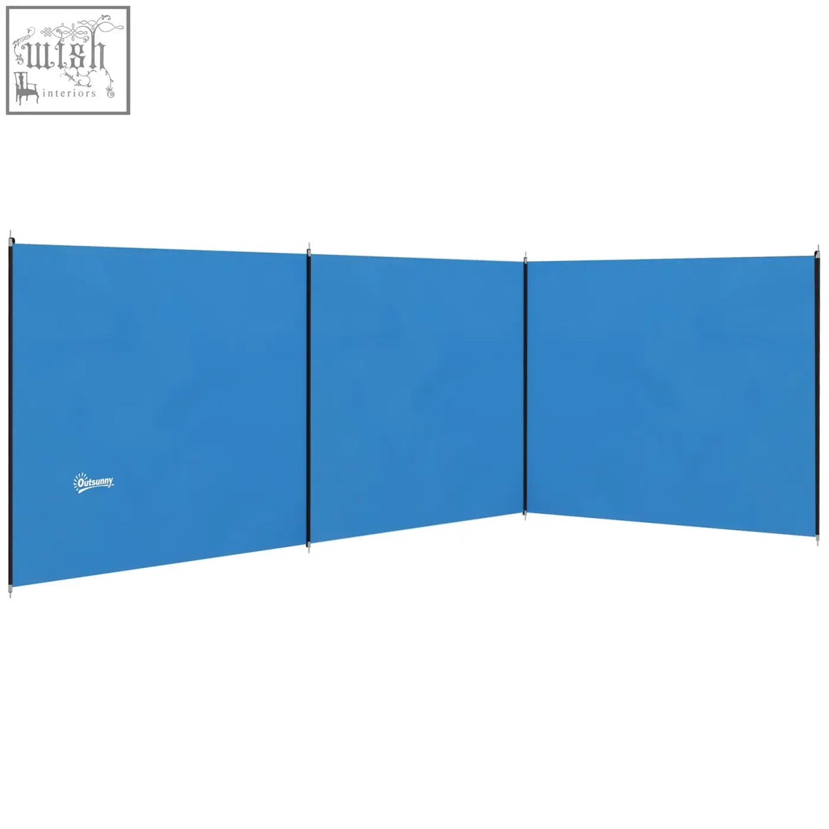 Blue Outsunny 5 pole camping windbreak with steel poles guy ropes carry bag and black trim for outdoor privacy