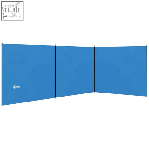 Blue Outsunny 5 pole camping windbreak with steel poles guy ropes carry bag and black trim for outdoor privacy