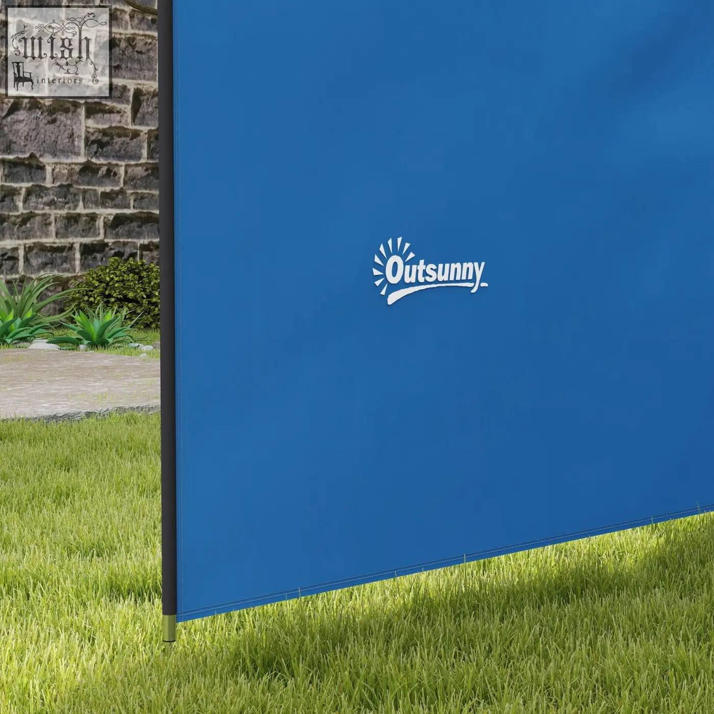 Blue outsunny 5 pole camping windbreak with steel poles guy ropes and carry bag for outdoor privacy and wind shield