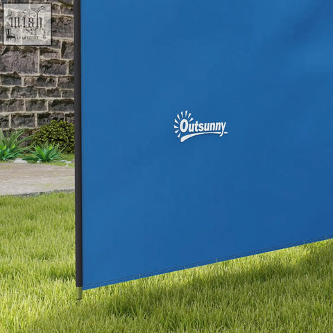 Blue outsunny 5 pole camping windbreak with steel poles guy ropes and carry bag for outdoor privacy and wind shield