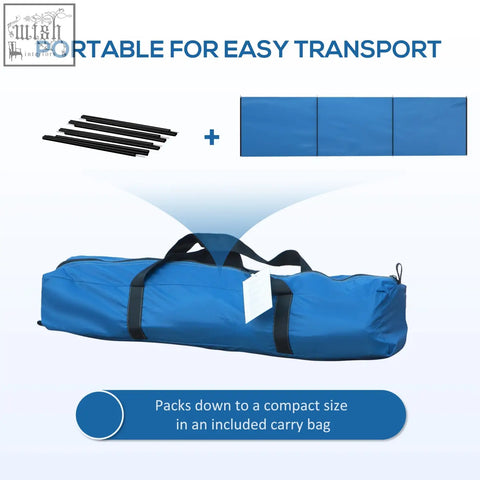Blue Outsunny carry bag with black straps for storing steel poles and guy ropes of a foldable windbreak outdoor mat