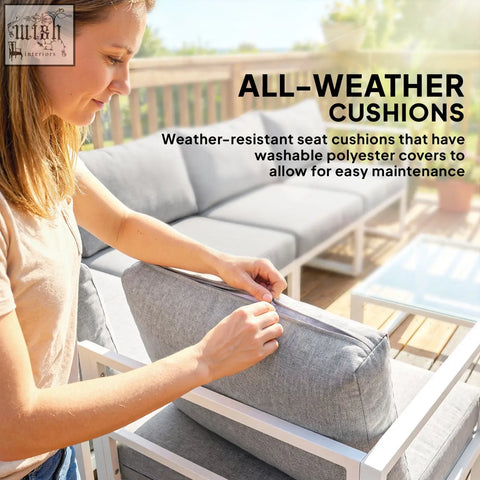 Gray weather-resistant cushion with washable polyester cover for outdoors in outsunny garden sofa set 65w x 65d