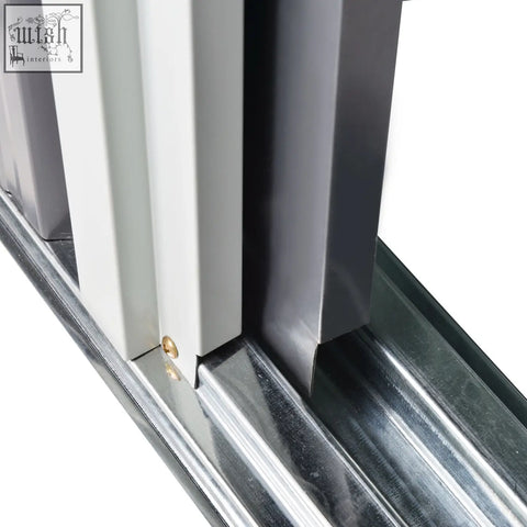 Gray and white galvanised steel sliding door track with brass screw on outsunny 5x3ft black storage shed