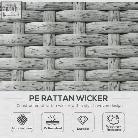 Outdoor beige outsunny pe rattan two reclining chairs with two storage footstools and woven wicker design