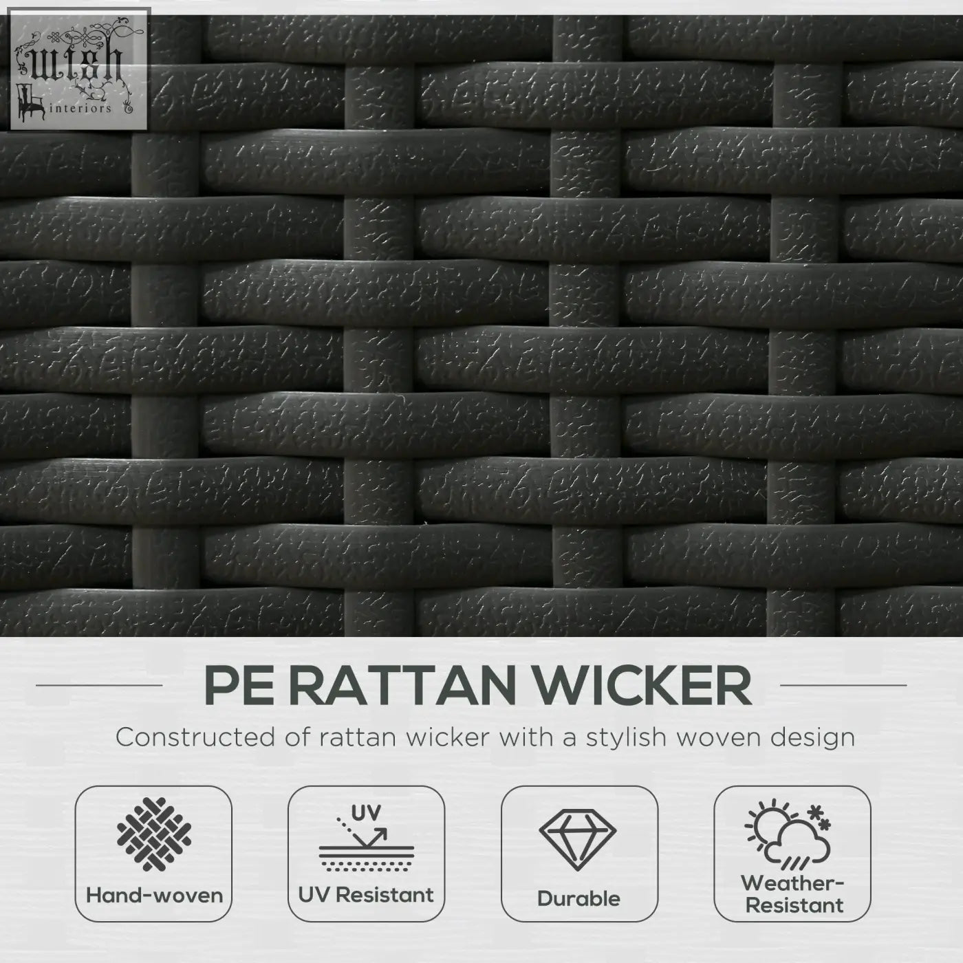 Black pe rattan wicker two reclining chairs two storage footstools and tempered glass top table for outdoor use