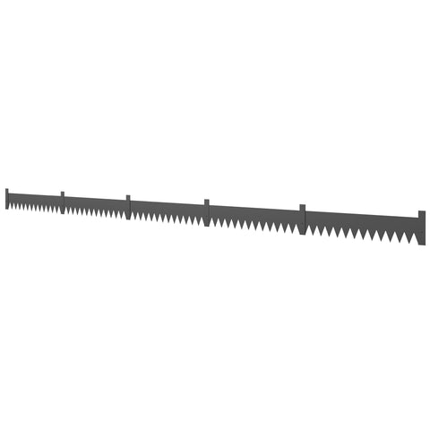 Outsunny garden fence metal picket panels in black with flexible metal saw blade design for no-dig installation