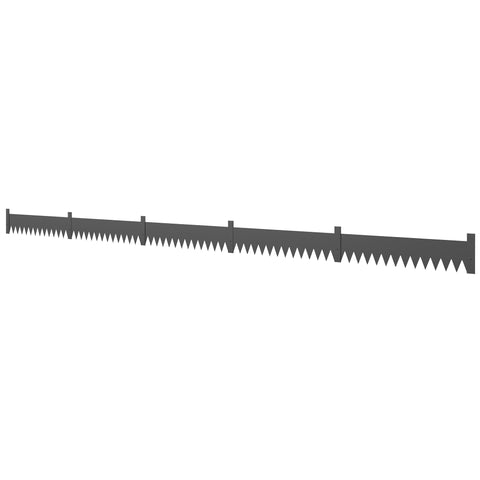 Outsonny black flexible metal garden fence panel with sharp saw blade teeth ideal for keeping mulch in place