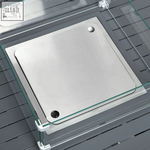 Silver stainless steel fire pit lid with rounded corners and holes for outsunny aluminium garden corner sofa pit table