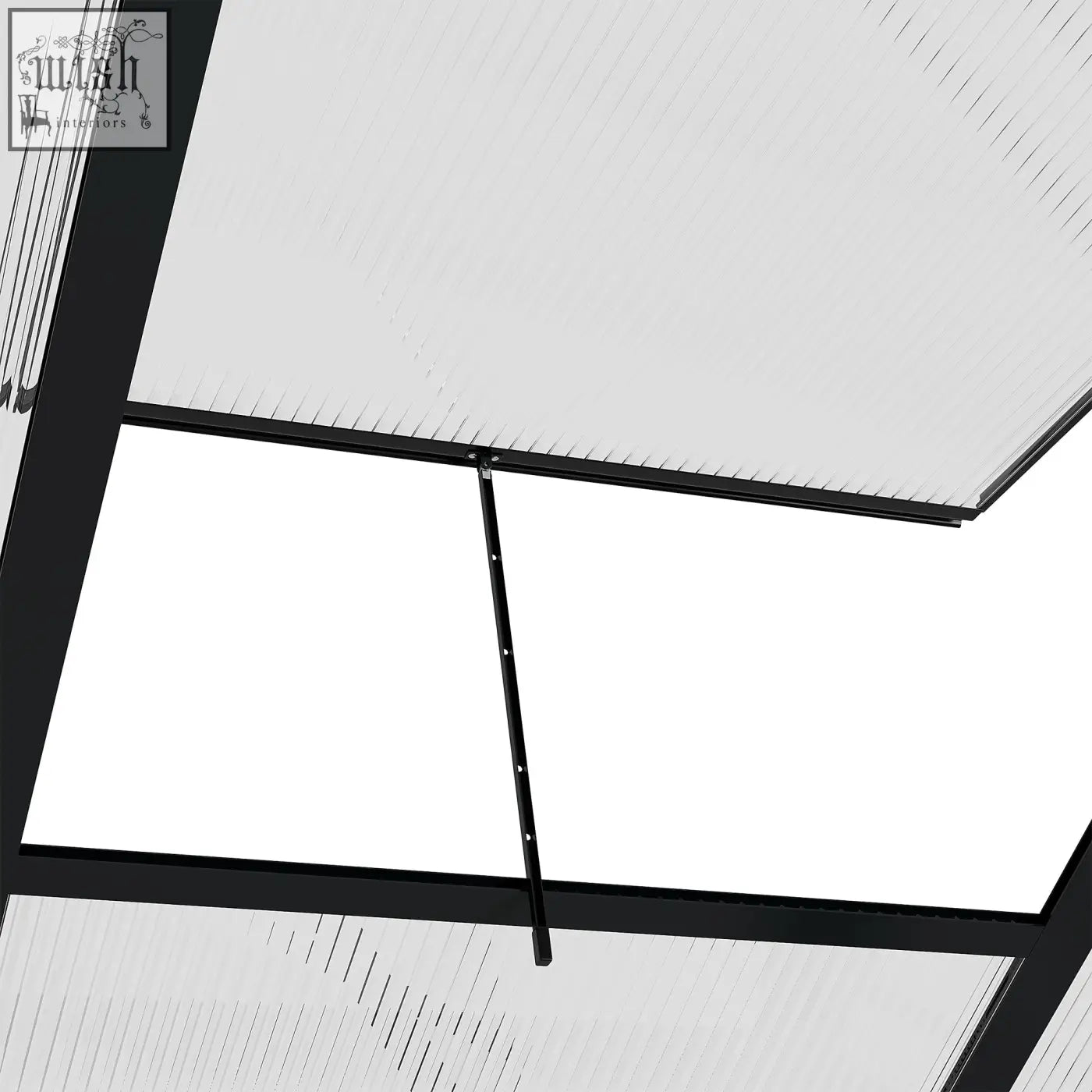 Black-framed glass panel on outsunny 6 x 10ft polycarbonate greenhouse with aluminium frame and ground stakes included