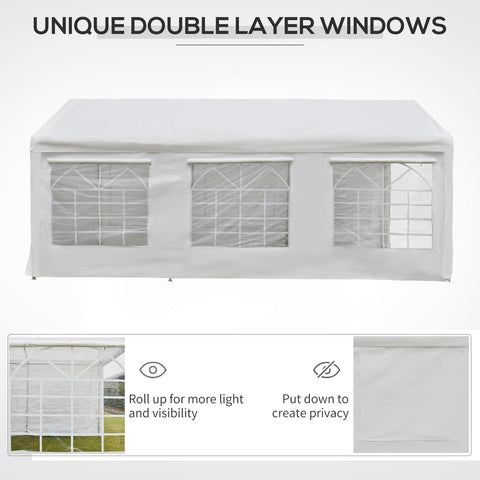 White canvas outsunny garden gazebo with double layer arched mesh windows for easy access at outdoor gatherings