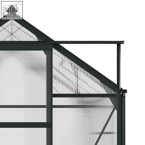 Black-framed outsunny 6x8ft polycarbonate greenhouse with aluminium frame and four ground stakes included in grey