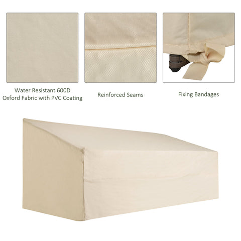 Outsunny 600D Oxford Cloth Furniture Cover, 3 Seater Sofa Protector for Garden Patio, Outdoor, Waterproof, Beige, 218 x 111 x 63-101 cm