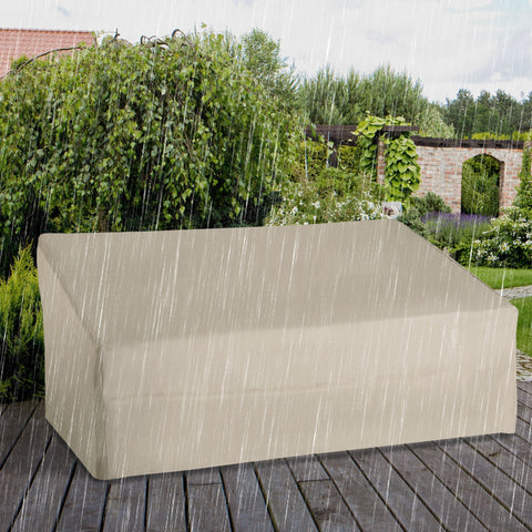 Outsunny 600D Oxford Cloth Furniture Cover, 3 Seater Sofa Protector for Garden Patio, Outdoor, Waterproof, Beige, 218 x 111 x 63-101 cm