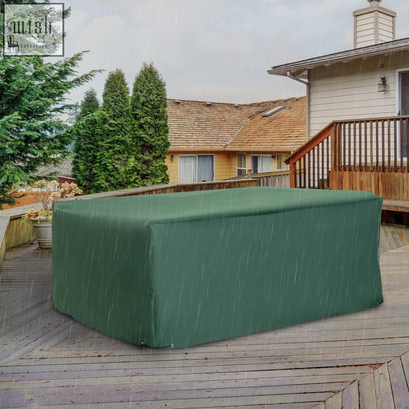 Dark green 600d oxford patio furniture cover offering ideal protection and waterproof anti-uv garden use
