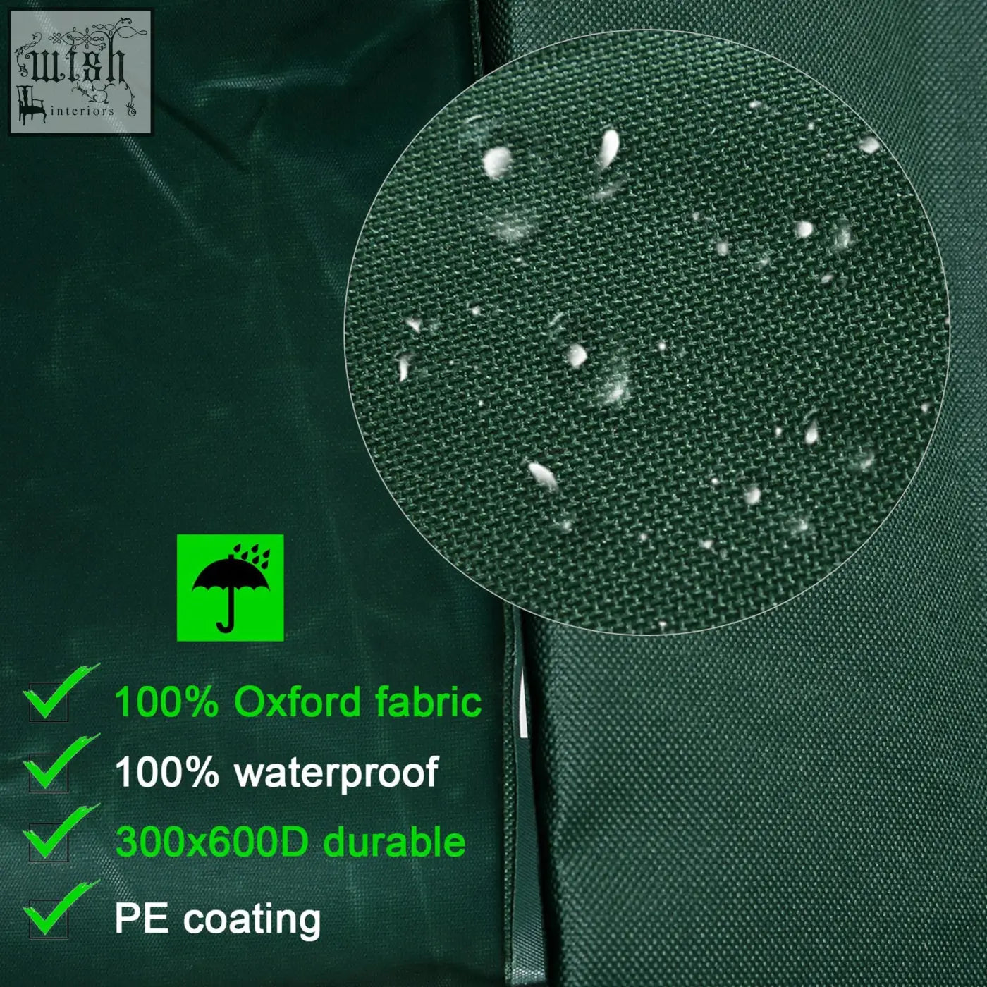 Dark green outsunny 600d oxford patio furniture cover with waterproof pe coating and durable 300x600d weave ideal protection