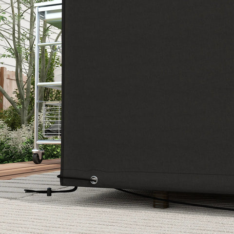 Black 600d oxford outdoor furniture cover with metal grommet and adjustable strap for great protection