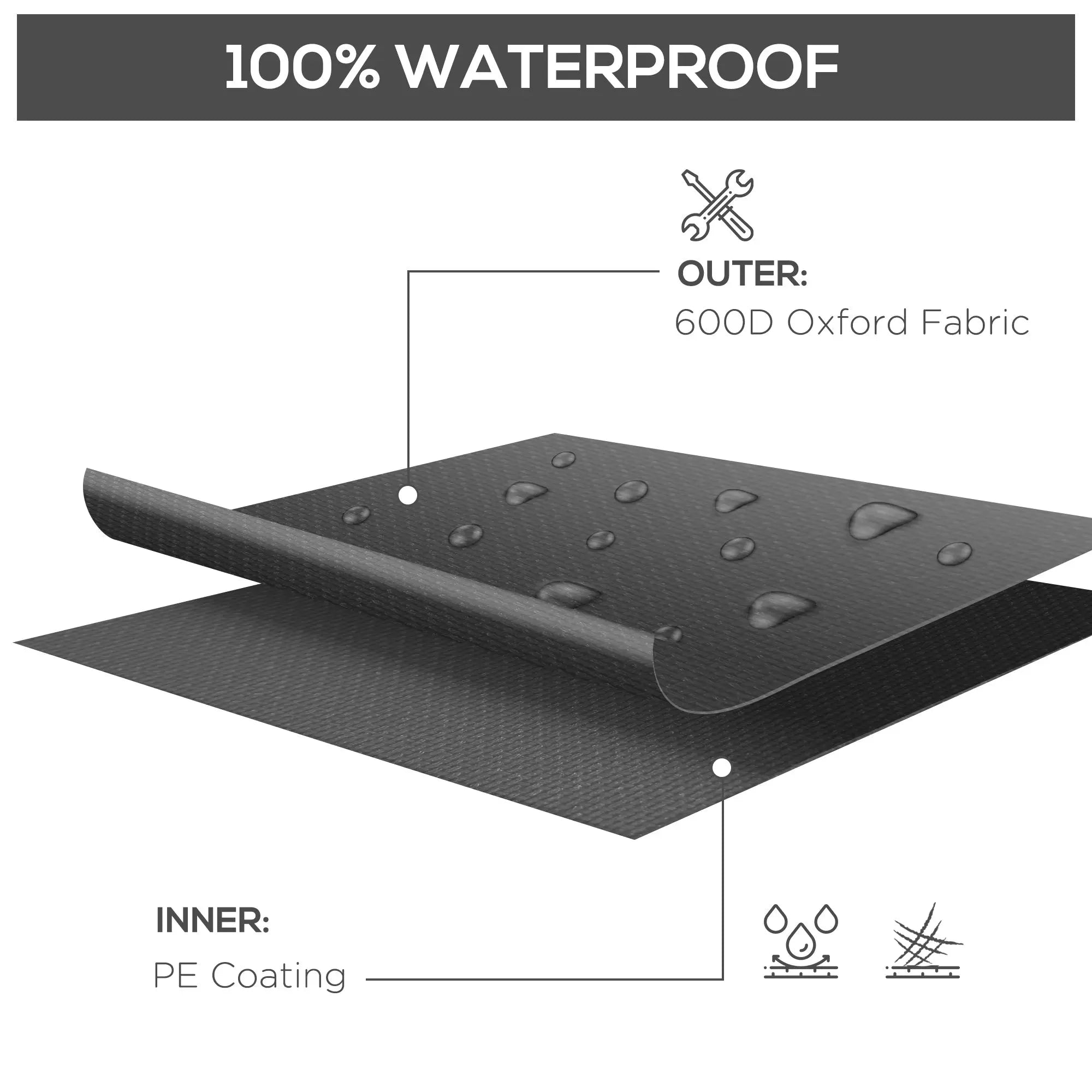 Black 600d oxford fabric waterproof pouch with pe coating interior for great protection of furniture cover