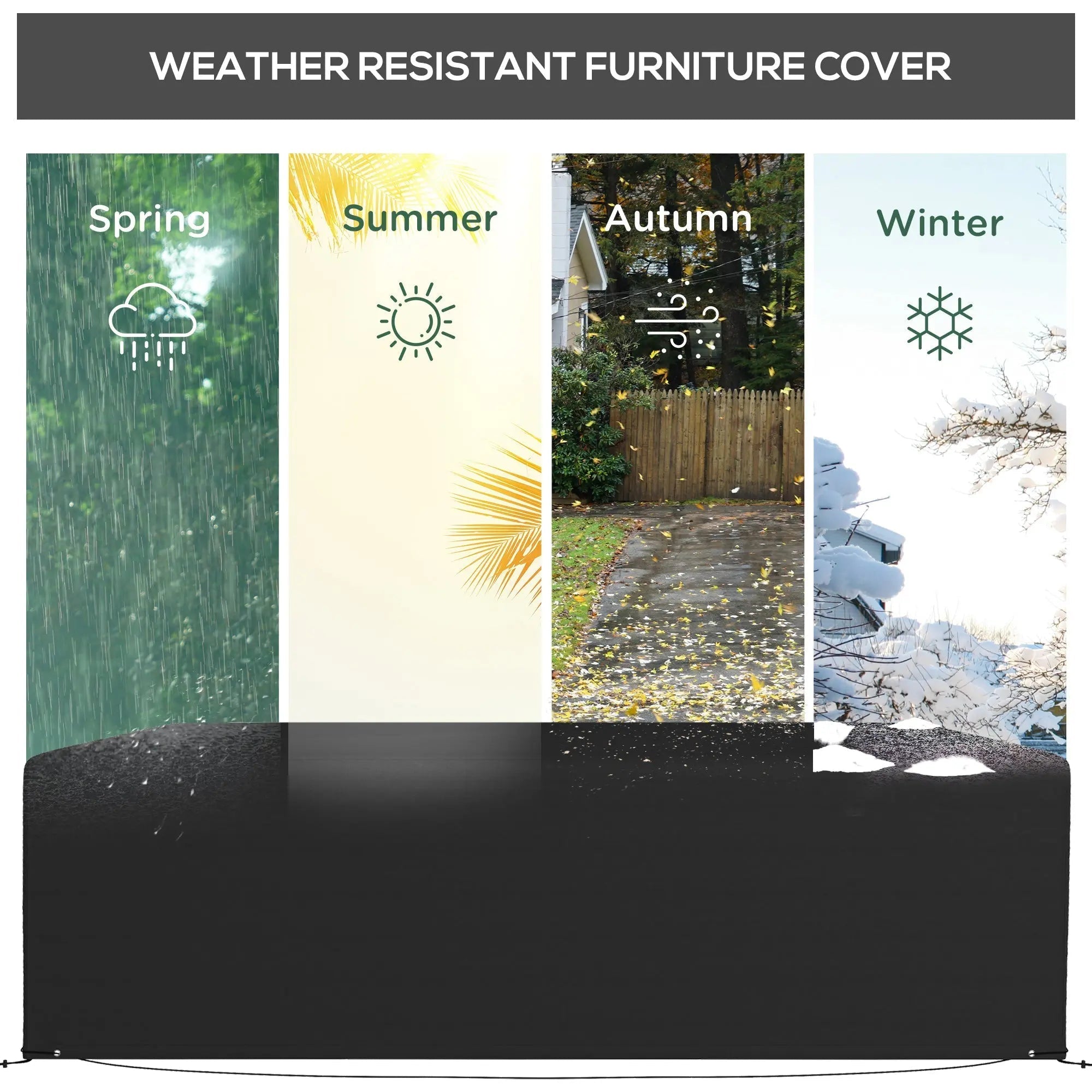 Black outsunny 600d oxford fabric furniture cover offers great protection and waterproof anti-uv for outdoor rattan sets