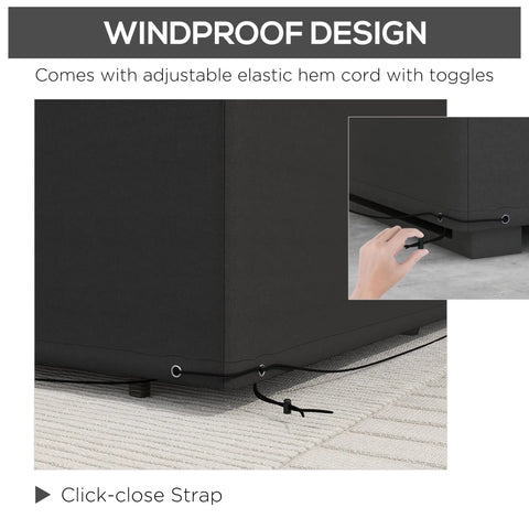 Black outsunny 600d oxford furniture cover with adjustable elastic hem cord and click-close strap for great protection